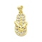 Rack Plating Brass Micro Pave Cubic Zirconia Pendants, Flip Flops, Lead Free & Cadmium Free, Long-Lasting Plated, Real 18K Gold Plated, 23.5x11.5x5.5mm, Hole: 3.5mm