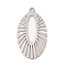 201 Stainless Steel Pendants, Laser Cut, Oval Charm, Stainless Steel Color, 38x21.5x1mm, Hole: 2mm