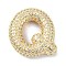 Rack Plating Brass Micro Pave Cubic Zirconia Pendants, Real 18K Gold Plated, Lead Free & Cadmium Free, Letter, Letter Q, 22.5x22.5x6mm, Hole: 4x2.5mm