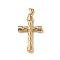 PVD Vacuum Plating 316 Surgical Stainless Steel Pendants, with 304 Stainless Steel Snap on Bails, Cross, Golden, 49x30x7.5mm, Hole: 8x4mm