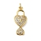 Rack Plating Brass Micro Pave Cubic Zirconia Pendants, Long-Lasting Plated, Lead Free & Cadmium Free, Real 18K Gold Plated Charms, with Jump Ring, Lock, 23x10x3mm, Hole: 3mm