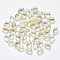 Transparent Spray Painted Glass Charms, AB Color Plated, Teardrop, Champagne Yellow, 9x6x6mm, Hole: 1mm