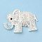 Zinc Alloy Pendants, with Rhinestone, Elephant, Crystal, 38.5x55.5x9mm, Hole: 2mm