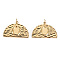 Hammered 304 Stainless Steel Pendant Cabochon Settings, with Jump Rings, Half Round, Real 14K Gold Plated, Tray: 6x4mm, 14x20x2.5mm, Jump Ring: 3.8x0.5mm, 2.8mm inner diameter