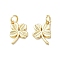 Rack Plating Brass Charms, with Jump Ring, Lead Free & Cadmium Free, Clover Charm, Real 18K Gold Plated, 12x10x2mm, Hole: 3mm