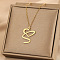 304 Stainless Steel Heart Initial Pendant Necklaces for Women Men, Golden, Letter S, 15.75~17.72 inch(40~45cm)