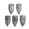 Natural Labradorite Pendants, with Brass Findings, Faceted, Shield, Golden, 32~33x15x6mm, Hole: 1.5mm