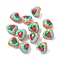 Handmade Lampwork Enamel Beads, Heart with Fruit, Strawberry, 13.5x13.5x9.5~10.5mm, Hole: 1.2mm
