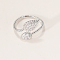 Teardrop Brass Micro Pave Clear Cubic Zirconia Cuff Rings for Women, Silver, Inner Diameter: 16~18mm