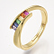 Adjustable Brass Micro Pave Cubic Zirconia Finger Rings, Cadmium Free & Lead Free, Colorful, Size 7, 17mm