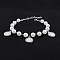 Vintage Stainless Steel Flat Rouud with St. Benedict Charm Bracelets, Imitation Pearl Beads Bracelets for Women, White, Inner Diameter: 7-1/2 inch(19cm)
