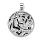 Brass Micro Pave Cubic Zirconia Pendants, with Enamel, Cadmium Free & Nickel Free & Lead Free, Leopard Charms, Platinum, 27x24.5x4mm, Hole: 4x3.5mm