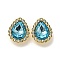 Acrylic Rhinetsone Cabochons, with ABS Plastic, Teardrop, Cyan, 19x15x6mm