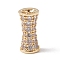 Eco-Friendly Rack Plating Brass Micro Pave Cubic Zirconia Beads, Long-Lasting Plated, Lead Free & Cadmium Free, Column, Real 18K Gold Plated, 8.5x4.5mm, Hole: 1mm