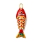 Rack Plating Brass Pendants, with Cubic Zirconia and Enamel, Fish Charms, Long-Lasting Plated, Lead Free & Cadmium Free, Red, 31.5x9x6mm, Hole: 3.5x2mm