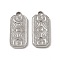Non-Tarnish 201 Stainless Steel Charms, Rectangle with Moon & Star & Eye Charm, Stainless Steel Color, 22x10x1.5mm, Hole: 2.2mm
