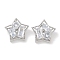 Rack Plating Brass Micro Pave Clear Cubic Zirconia Buttons, Long-Lasting Plated, Lead Free & Cadmium Free, Flower, 1-Hole, Platinum, 16.5x17.5x7mm, Hole: 1.2mm