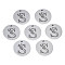 Non-Tarnish 304 Stainless Steel Charms, Laser Cut, Designed Letter Engraved, Flat Round, Stainless Steel Color, Letter.S, 14x1mm, Hole: 1.2mm