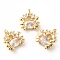 Rack Plating Brass Micro Pave Cubic Zirconia Pendants, Long-Lasting Plated, Lead Free & Cadmium Free, Crab, Real 18K Gold Plated, 9.5x8x3mm, Hole: 1mm