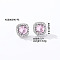 Elegant Zircon Square Stud Earrings for Women, Fashionable and Versatile, Square, Silver, Pink, 9x9mm