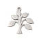 201 Stainless Steel Pendants, Tree Charms, Stainless Steel Color, 17x15.5x1mm, Hole: 1.4mm