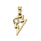 304 Stainless Steel Pendants, with Rhinestone, Ion Plating(IP), Lightning Bolt, Golden, Crystal, 22x13.5x3mm, Hole: 7x3mm