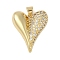 Brass Micro Pave Clear Cubic Zirconia Pendants, Cadmium Free & Lead Free, Heart, Real 18K Gold Plated, 24x20x5mm, Hole: 3.5mm