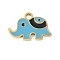 Ion Plating(IP) 304 Stainless Steel Enamel Charms, Golden, Elephant Charm, Light Sky Blue, 12x17x1mm, Hole: 2mm