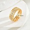 Exquisite Fashion Ears of Wheat Brass Micro Pave Cubic Zirconia Ring for Women Party Gift, Golden, Clear, US Size 9(18.9mm)