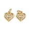Brass Micro Pave Cubic Zirconia Pendants, Heart Charms, with Jump Ring, Real 16K Gold Plated, 10.5x10x2mm, Hole: 3.5mm