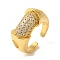 Brass Micro Pave Cubic Zirconia Open Cuff Rings, for Women, Lead Free & Cadmium Free, Real 18K Gold Plated, 10.5mm, Adjustable