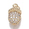 Autumn Theme Brass Micro Clear Cubic Zirconia Pendants, Long-Lasting Plated, Acorn Shape, Real 18K Gold Plated, 15.5x9mm, Hole: 3mm