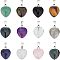 12Pcs 12 Style Natural & Synthetic Gemstone Pendants, with Platinum Brass Loops, Heart, 19x15.5x7.5mm, Hole: 6x2.5mm, 1pc/style