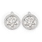 Alloy Rhinestone Pendants, Lead Free & Cadmium Free, Flat Round with Star of David Charms, Platinum, 29x25x4mm, Hole: 2.5mm
