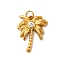 304 Stainless Steel Rhinestone Pendants, Coconut Tree Charms, Ion Plating(IP), Real 18K Gold Plated, with Jump Ring, Crystal, 17x13.5x3mm, Hole: 2.5mm
