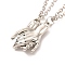 Rack Plating Alloy Hand Pendant Necklaces Sets, Magnetic Couples Necklaces, with Brass Cable Chain, Platinum, 22.04 inch(56cm), 2pcs/set