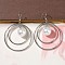 Electroplated 304 Stainless Steel Imitation Pearl Dangle Earrings, Flat Round, Stainless Steel Color, 70x49mm