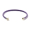 Stainless Steel Cuff Bangle Making, with Golden Tone Brass Finding, for Half Drilled Beads, Medium Purple, Inner Diameter: 1-3/4x2-3/8 inch(4.6x6cm), Pin: 1mm