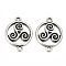 Tibetan Style Alloy Links connectors, Matte Style, Flat Round, Cadmium Free & Nickel Free & Lead Free, Thailand Sterling Silver Plated, 28x20.5x2.5mm, Hole: 2mm