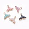 Alloy Enamel Pendants, Whale Tail Shape, Light Gold, Mixed Color, 15x18x2.5mm, Hole: 1.4mm