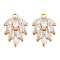 8Pcs Brass Micro Pave Cubic Zirconia Pendants, Leaf, Clear, Real 18K Gold Plated, 15.5x11.5x4mm, Hole: 1.2mm