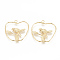 Brass Pendants, Bird and Branch, Nickel Free, Real 18K Gold Plated, 30x30x2.5mm, Hole: 1.5mm