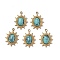 PVD Vacuum Plating 201 Stainless Steel Natural Turquoise Pendants, Real 18K Gold Plated, Oval/Sun Charms, 18x13.5x4mm, Hole: 1.6mm