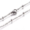 Non-Tarnish 304 Stainless Steel Cable Chains/Satellite Chains Necklaces, with Rondelle Beads and Lobster Claw Clasps, Stainless Steel Color, 17.91 inch(45.5cm), 2mm