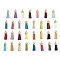 120Pcs 30 Colors  Faux Suede Tassel Pendant Decorations, with CCB Plastic Cord Ends, Light Gold, 33~35x10mm, Hole: 2.5mm, 4pcs/color