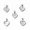 Brass Charms, with Freshwater Shell, Nickel Free, Heart Charm, Platinum, 12x11.5x3mm, Hole: 5x3mm