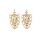 Brass Micro Pave Clear Cubic Zirconia Pendants, Nickel Free, Shield with Holy Virgin, Real 18K Gold Plated, 24x12x2mm, Jump Ring: 5x1mm, Inner Diameter: 3mm.