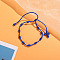 Cross Nylon Cord Braided Bead Bracelets, Rosary Cord Bracelets for Couple Friends, Blue, 6-1/4~11-3/4 inch(16~30cm)