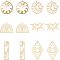 12Pcs 6 Style Brass Pendants, DIY Accessories, for Bracelets, Earrings, Necklaces, Hollow, Half Round & Round Ring & Rhombus & Moon & Star & Rectangle & Sun, Raw(Unplated), 22.5~41.5x11~30x0.5~0.7mm, Hole: 1.2~2mm, 2pcs/color