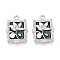 Rack Plating Alloy Enamel Pendants, Rectangle & Flower, with ABS Imitation Pearl, Platinum, 23x16.5x5mm, Hole: 1.8mm